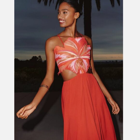 Anthropologie Maaji Boho Sunrise Owen Midi Dress Coral 2X NWT Plus Size 242$ - Picture 5 of 6